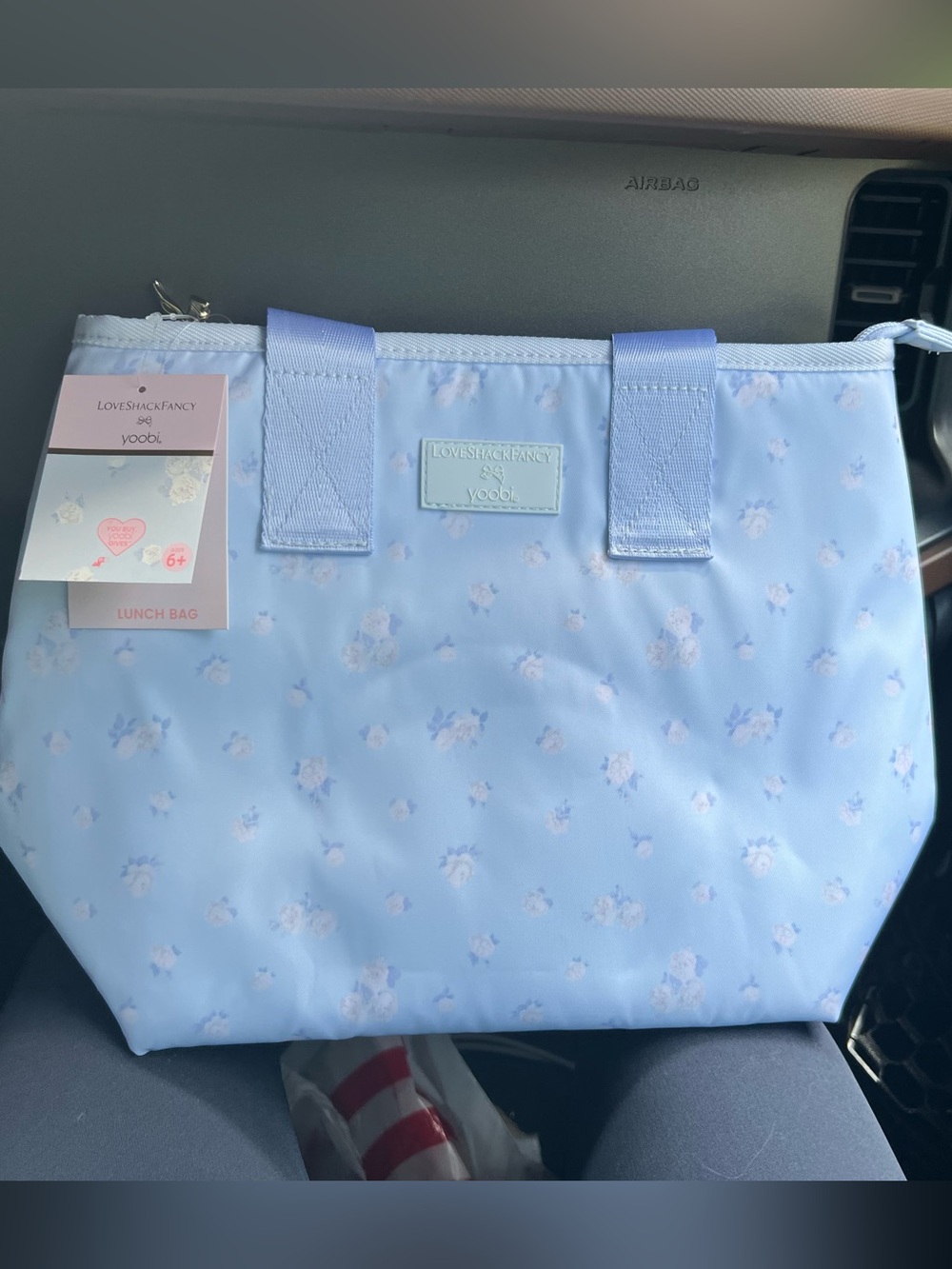 NWT LoveShackFancy x Target Light Blue Floral Lunch Tote